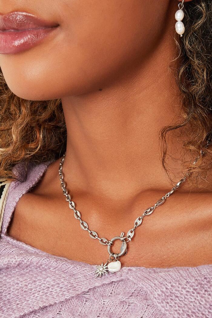 Halskette mit Kette aus Edelstahl Silber Bild3